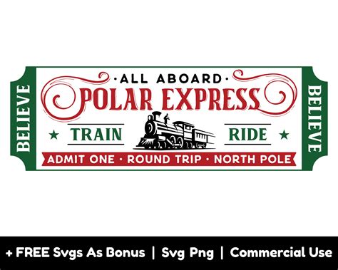 Polar Express Ticket Svg Png Files Train Svg Holiday Svg Etsy UK