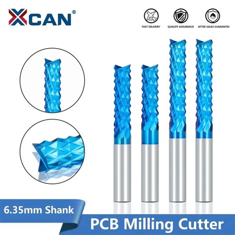 XCAN PCB Milling Cutter 1 4 Shank Carbide Corn End Mill Nano Blue