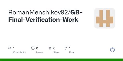 GitHub RomanMenshikov92 GB Final Verification Work