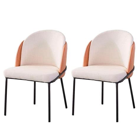 Kit Cadeiras Nevada Denali Fratini Assento Tecido Nude Encosto Pu Caramelo Base Aço Carbono