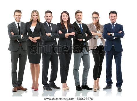 Group Smiling Business People Isolated Over Stock Photo