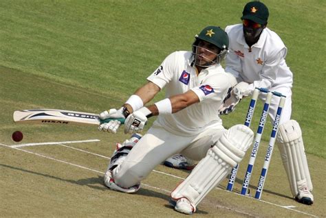 Misbah Ul Haq Gets Quickly Into Position For A Reverse Sweep