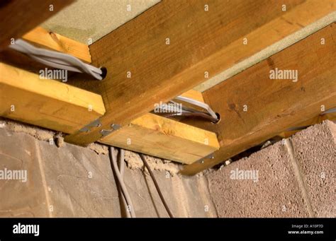 Building An Extension Joists With Noggins And Electricity Cables Stock