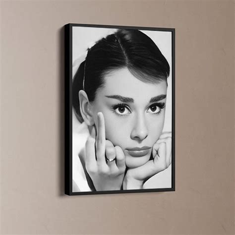 Audrey Hepburn Middle Finger Print Feminist Poster Black And Etsy