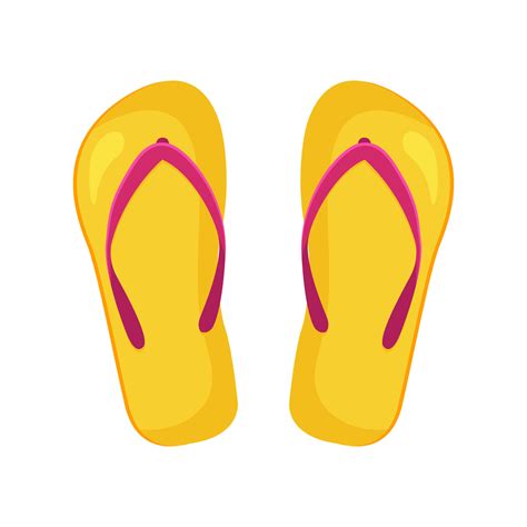 Flip Flops Yellow Beach Shoes Vector Illustration In Flat Cartoon