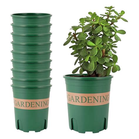 Planter Pot Inch Pack Green Plastic Flower Pots Plant Container For