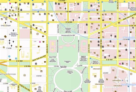 Weißes Haus Stadtplan mit Satellitenbild und Hotels von Washington