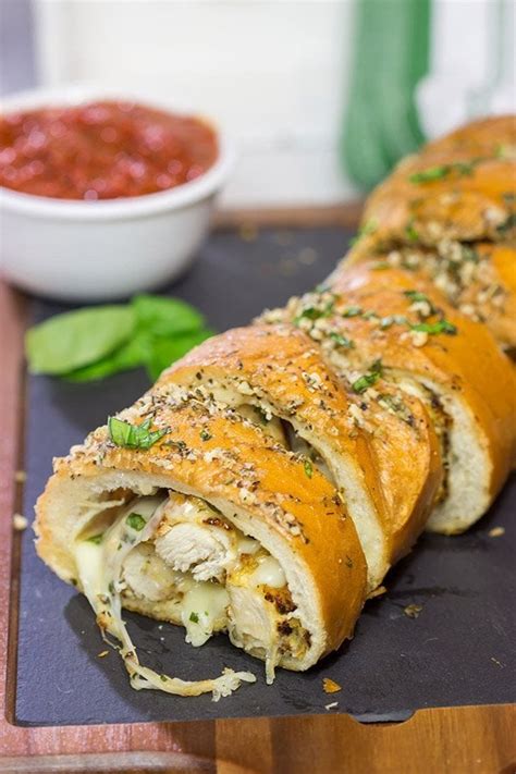 Chicken Parm Stuffed Garlic Bread | Two comfort food favorites in one!