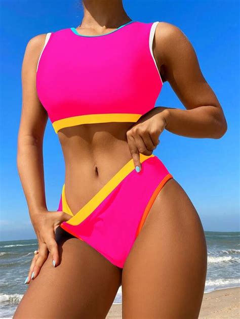 Contrast Binding Bikini Swimsuit Shein Usa