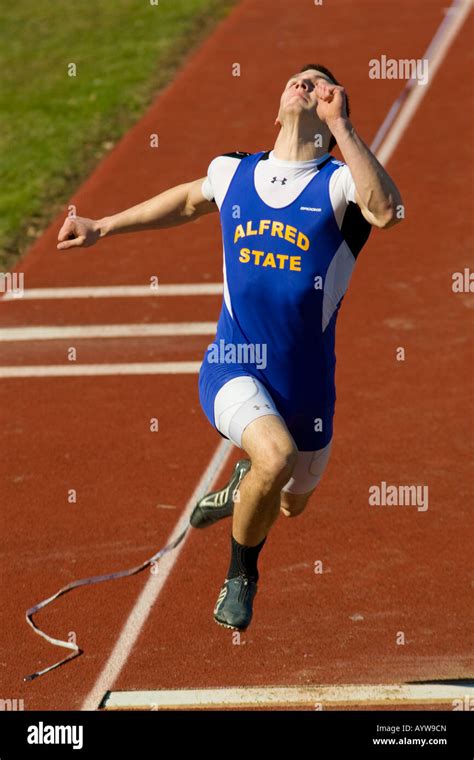 Athlete Performs Long Jump Stock Photo Alamy