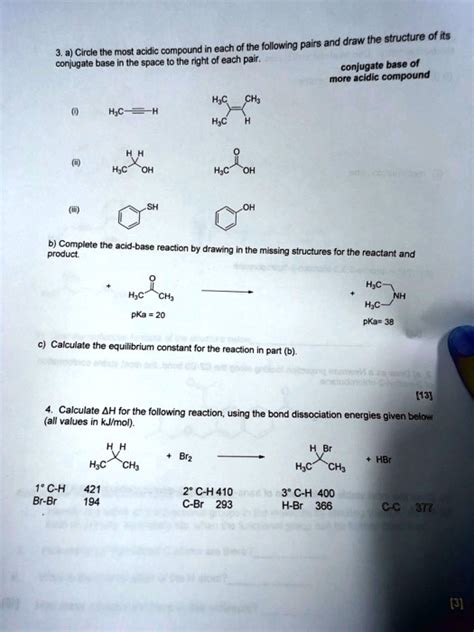 Solved Pairs And Draw The Structure Of Its Circle The Most Acidic Compound Each Of The