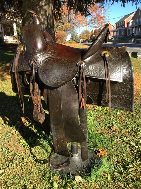 Vintage Rt Frazier High Back Saddle With Square Skirts Circa 1900