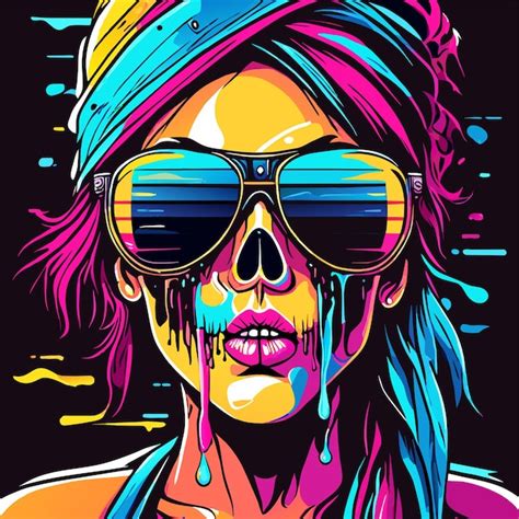 Premium Vector Retro Stylish Sugar Skull Hand Drawn Flat Stylish