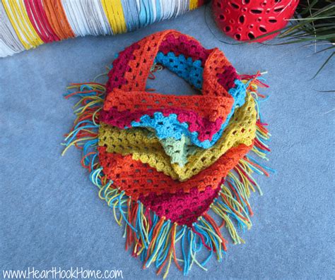 Triangle Crochet Scarf With Fringe Pattern Heart Hook Home