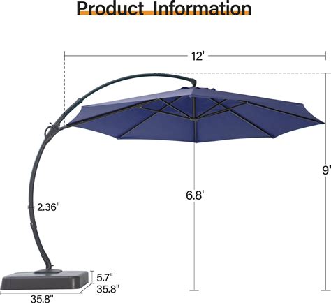 Lausaint Home Ft Deluxe Patio Umbrella With Base Large Cantilever