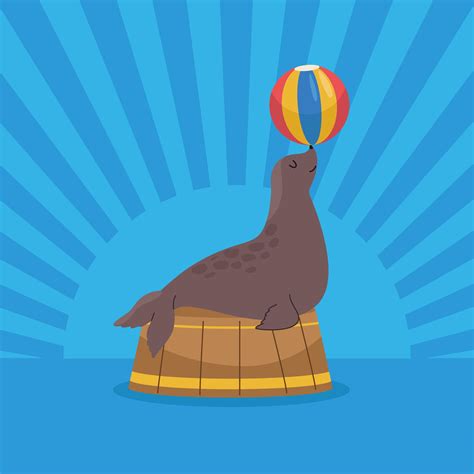 Circus Seal With Ball 6071557 Vector Art At Vecteezy