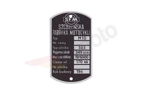 Tabliczka Znamionowa Junak M10 Tabliczka Ramy SFM Junak M10 S03 255700