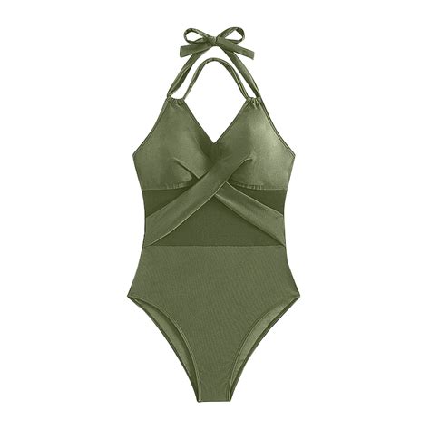 Bsdjilfg High Waisted Bikini For Women Halter Neck Twist Front Bandage Bra See Sheer Hipster