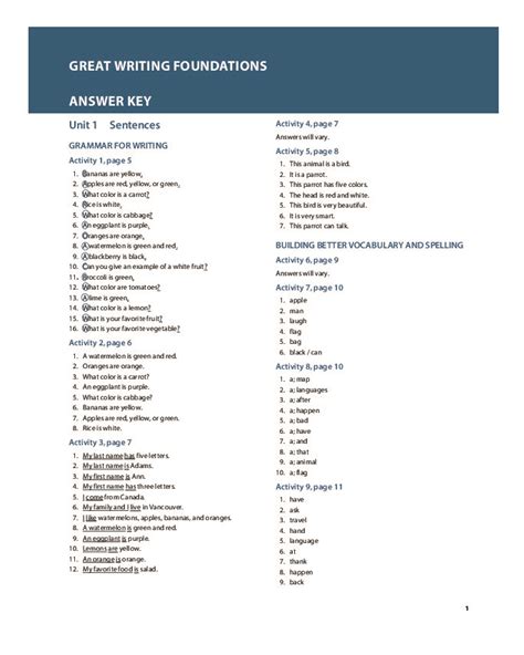 Great Writing Foundation Th Edition Answer Key Pdfcoffee