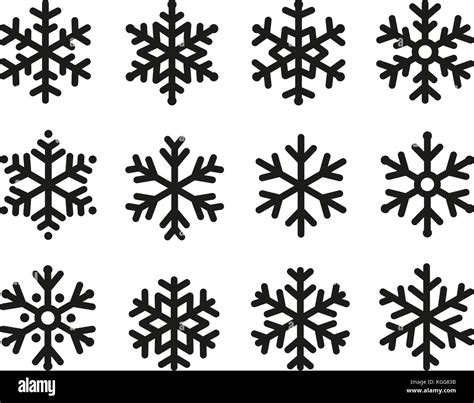 Snowflakes Icon Set Different Shapes Linear Icons Line With Snow Flakes