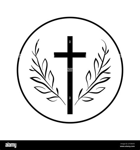 Christian Cross Icon Isolated Christian Church Logo Icon Black Linear Christian Cross Icon