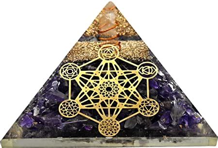 Amethyst Crystal Orgone Pyramid Organite Pyramid Metatron Cube 7