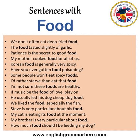 Sentences With Food Food In A Sentence In English Sentences For Food