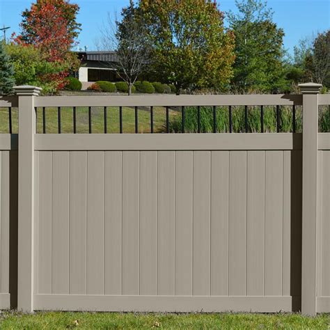 Weatherables Bradford 6 Ft H X 8 Ft W Khaki Vinyl Privacy Fence Panel Kit Pkpr Ctrnd 6x8 The