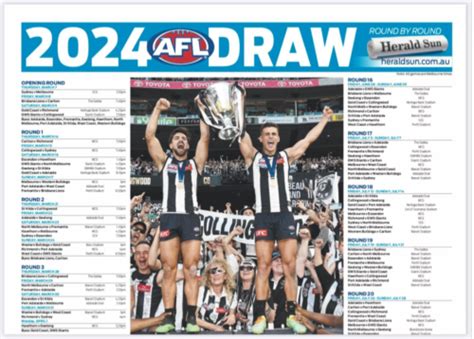 2024 Afl Football All Teams Match Fixture Draws Poster 2 Set Free Postbrgn 1 Ebay