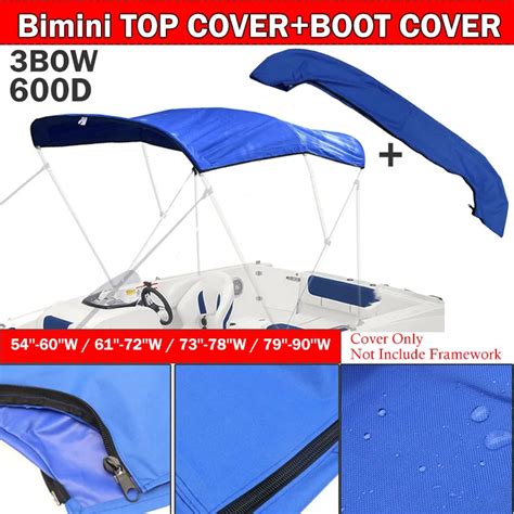 Waterproof 600d 3 Bow Bimini Top Boot Cover No Frame Yacht Boat Cover With Zipper Anti