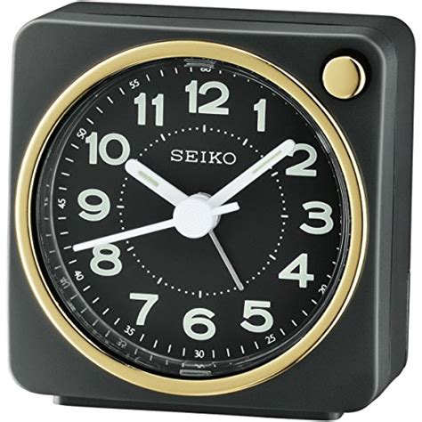 Seiko Analogue Bedside Beep Alarm Clock With Light Black