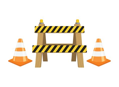 Stop Traffic Road Barrier Icon In Flat Style Roadwork Vector