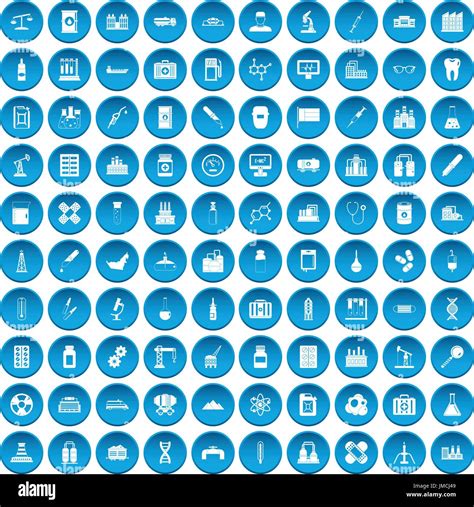 100 Chemical Industry Icons Set Blue Stock Vector Image And Art Alamy