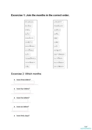 Months Of The Year Interactive Worksheet TopWorksheets