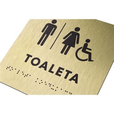 Toaleta Koedukacyjna Tabliczka Ze Z Otego Dibondu Z Pismem Braille A