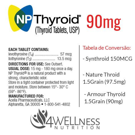 Np Thyroid 90mg 15grain Tireóide Porcina 4 Wellness Nutrition