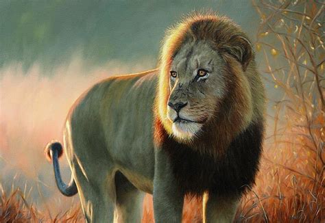 African Lion Oil Painting - Onlineartdemos.co.uk Painting by Jason Morgan