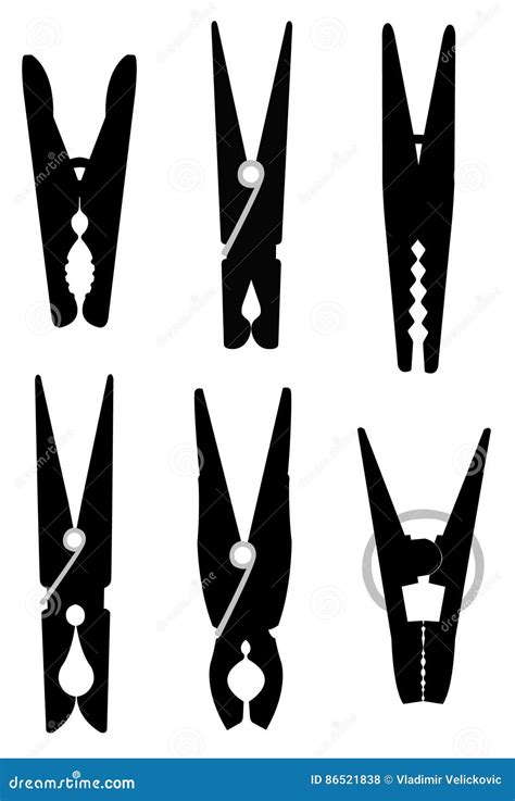 Clothespins Silhouette Cartoon Vector 88285037