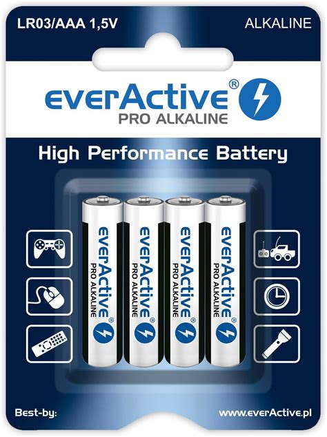 EverActive AAA Batterien 4er Pack Pro Alkaline Micro LR03 R03 1 5V