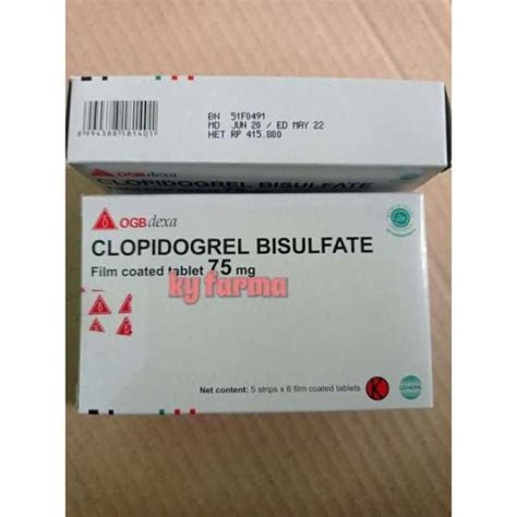 Jual Clopidogrel Bisulfate 75 Mg Perbox Isi 30 Tablet Di Seller Ky