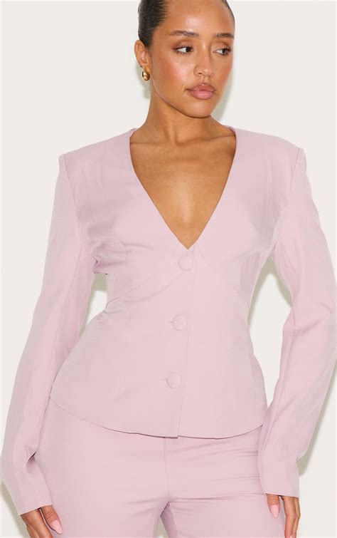 Shape Blush Pink Plunge Cinched Waist Blazer Shape