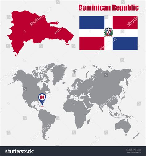 Dominican Republic Map On A World Map With Flag Royalty Free Stock