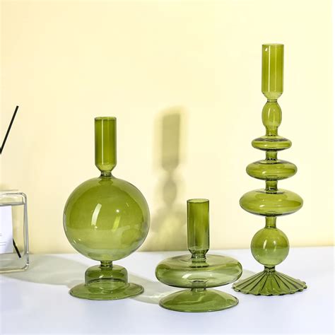 Amazon Rtteri 3 Pcs Glass Candlestick Holders Glass Taper Candle