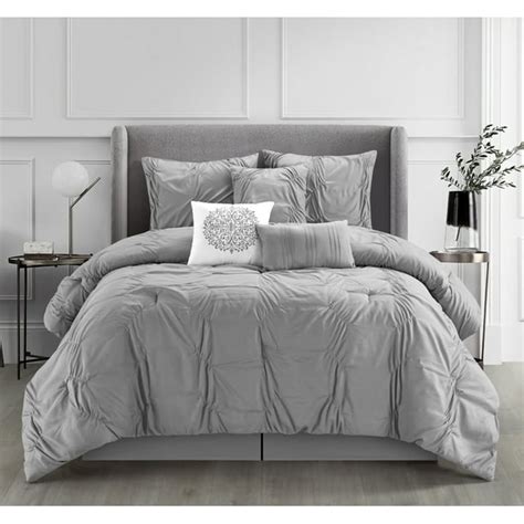 Lanco Annabelle Medalllion 7 Piece Comforter Set Grey Bed Size Queen Fill 100 Polyester