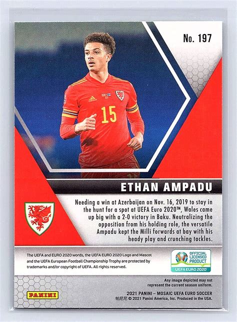 Panini Mosaic Uefa Euro Ethan Ampadu Wales Ebay