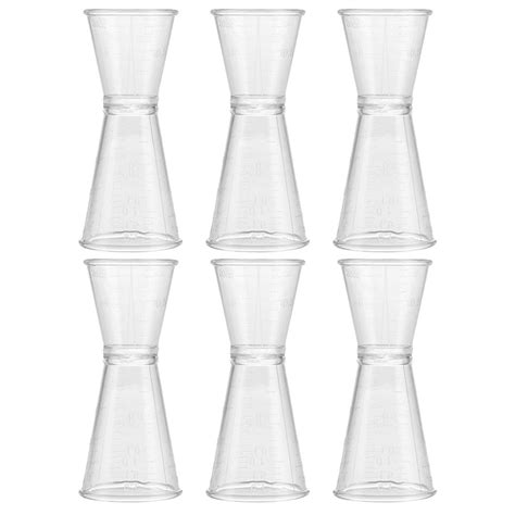 6 Pcs Plastic Double Ended Measuring Cup Jigger Cocktail Shaker Bar Equipment Party Supplies