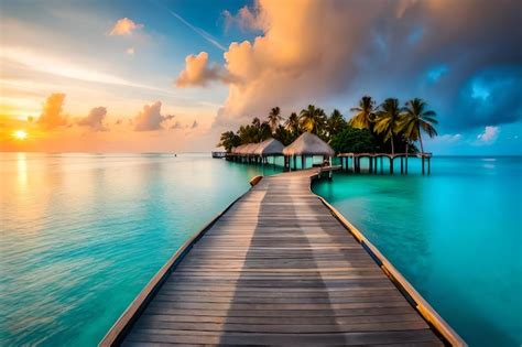 Premium Ai Image The Beautiful Maldives Whice Is Water Color Blue