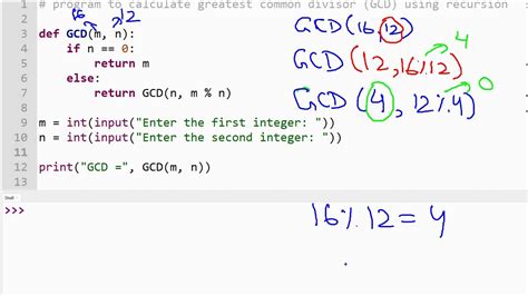 Recursion Example Python Greatest Common Divisor Gcd Youtube