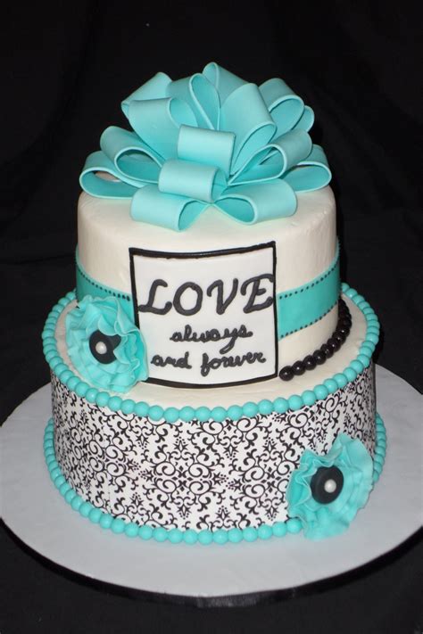 Black, White And Tiffany Blue Bridal Shower Cake - CakeCentral.com