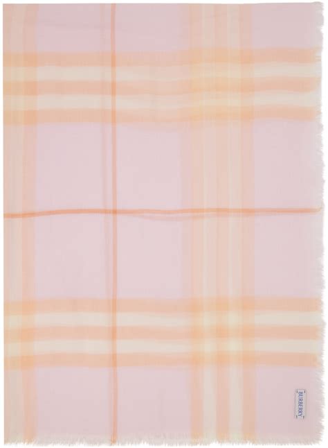 Burberry Pink Check Wool Scarf Burberry
